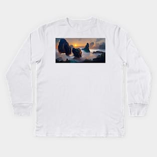 Rocks on the Shore Kids Long Sleeve T-Shirt